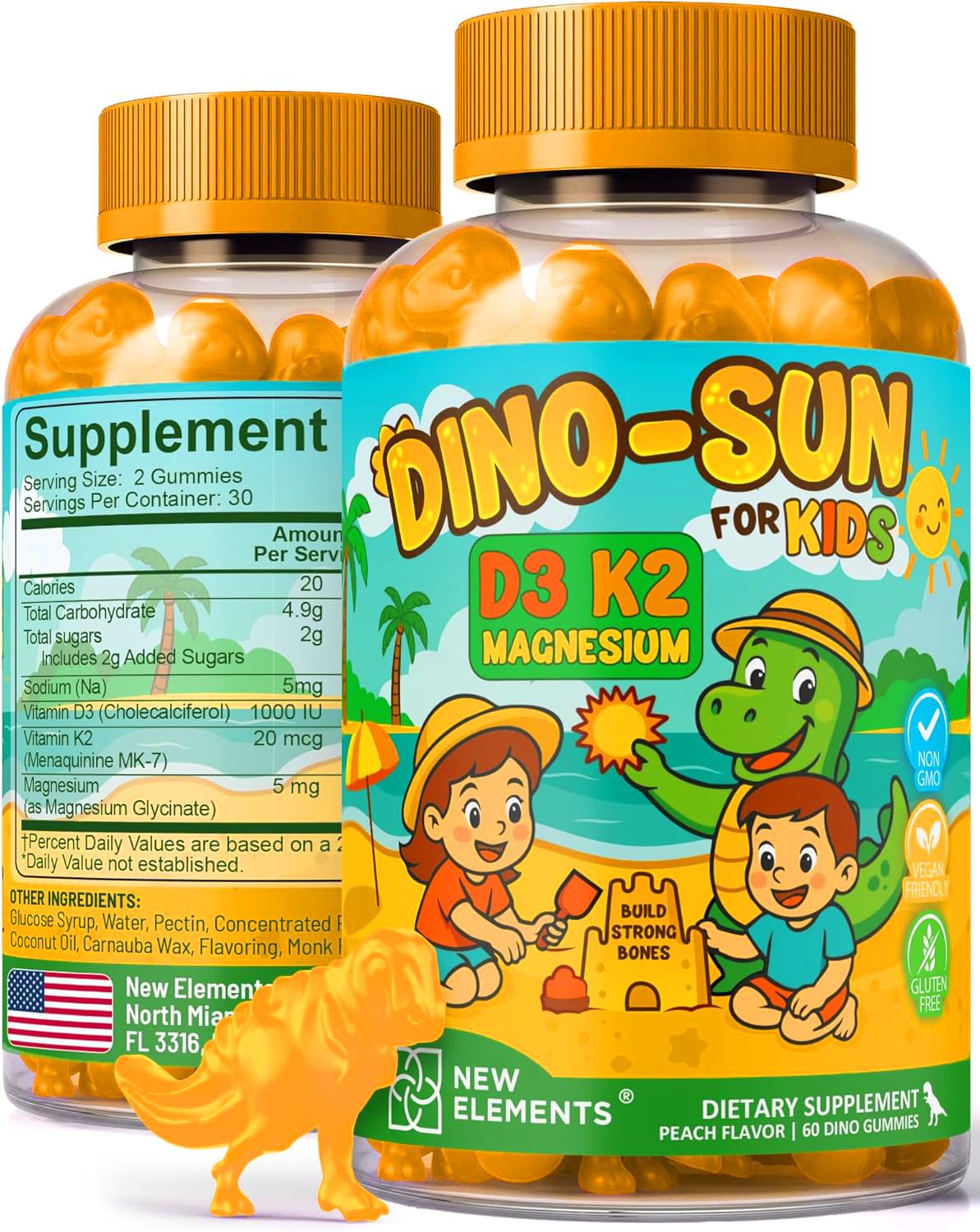 Vitamines D3 K2 Gummies New Elements boîte avant