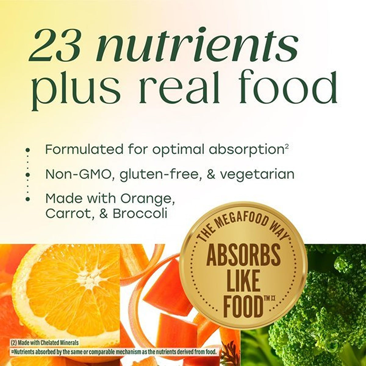 Vitamines MegaFood avec des ingrédients naturels autour