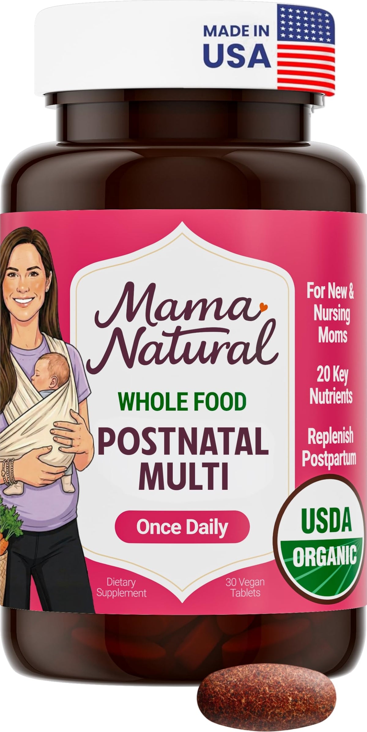 Vitamines postnatales bio Mama Natural boîte de 30 capsules