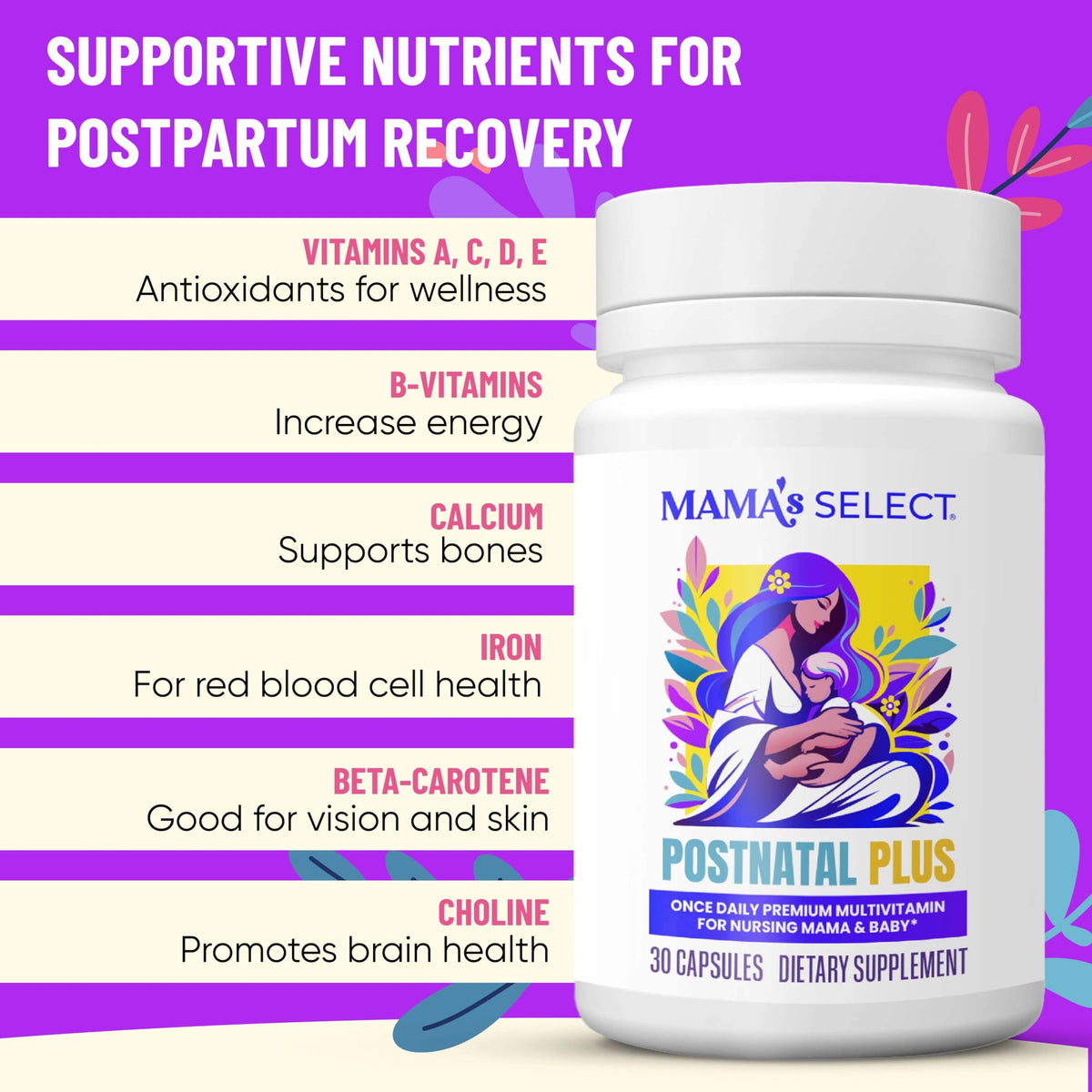 Vitamines postnatales Mama's Select, vue arrière de l'emballage