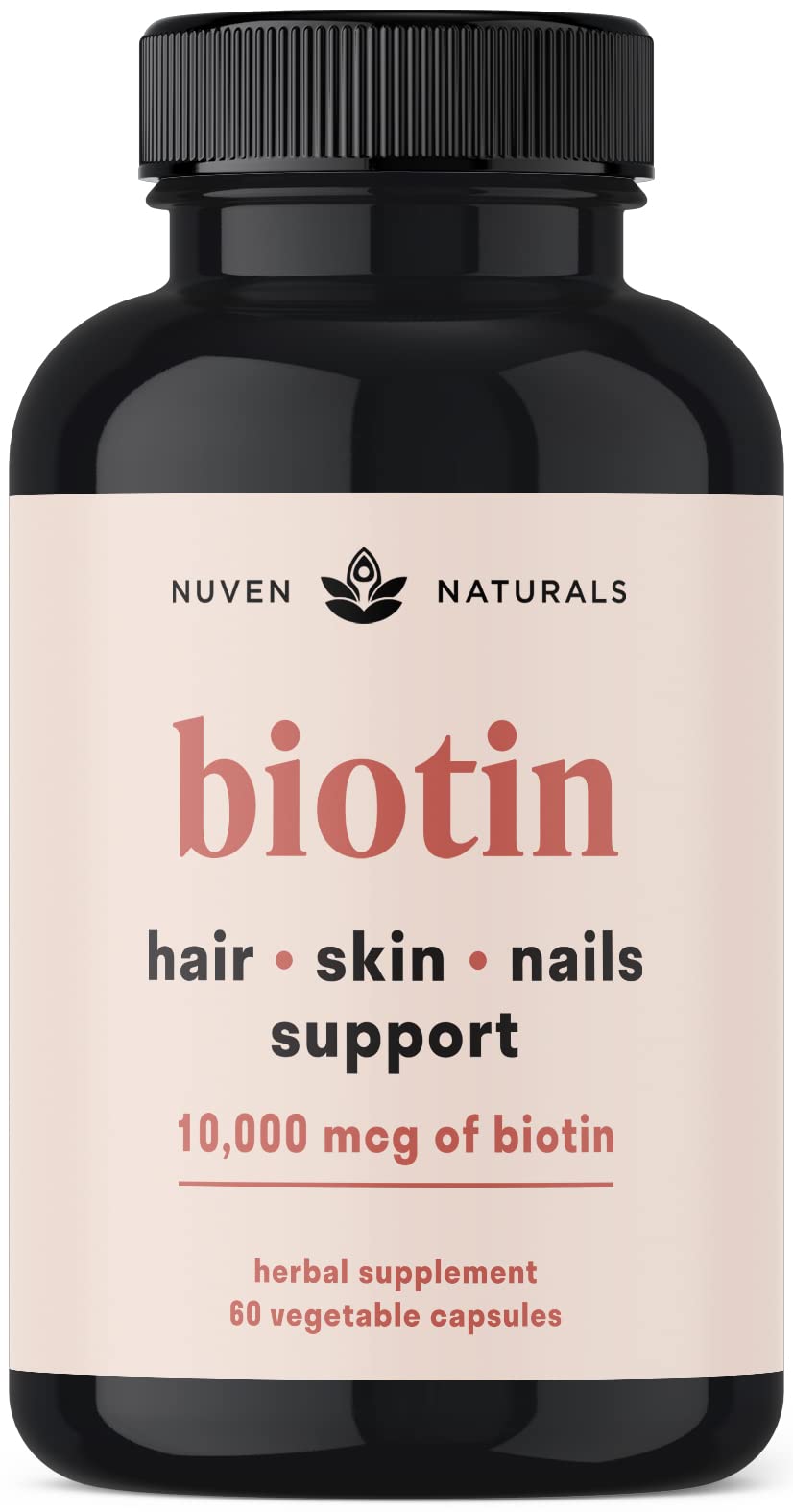 Vitamines pour cheveux Nuven Naturals 60 capsules vue de face