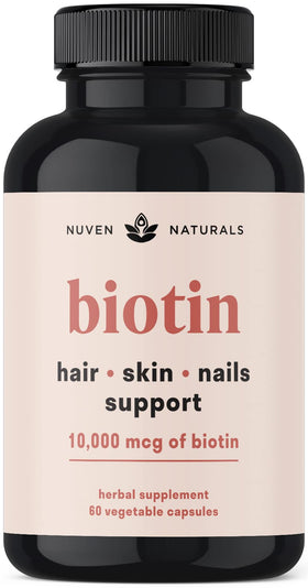 Vitamines pour cheveux Nuven Naturals 60 capsules vue de face