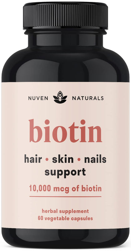Vitamines pour cheveux Nuven Naturals 60 capsules vue de face