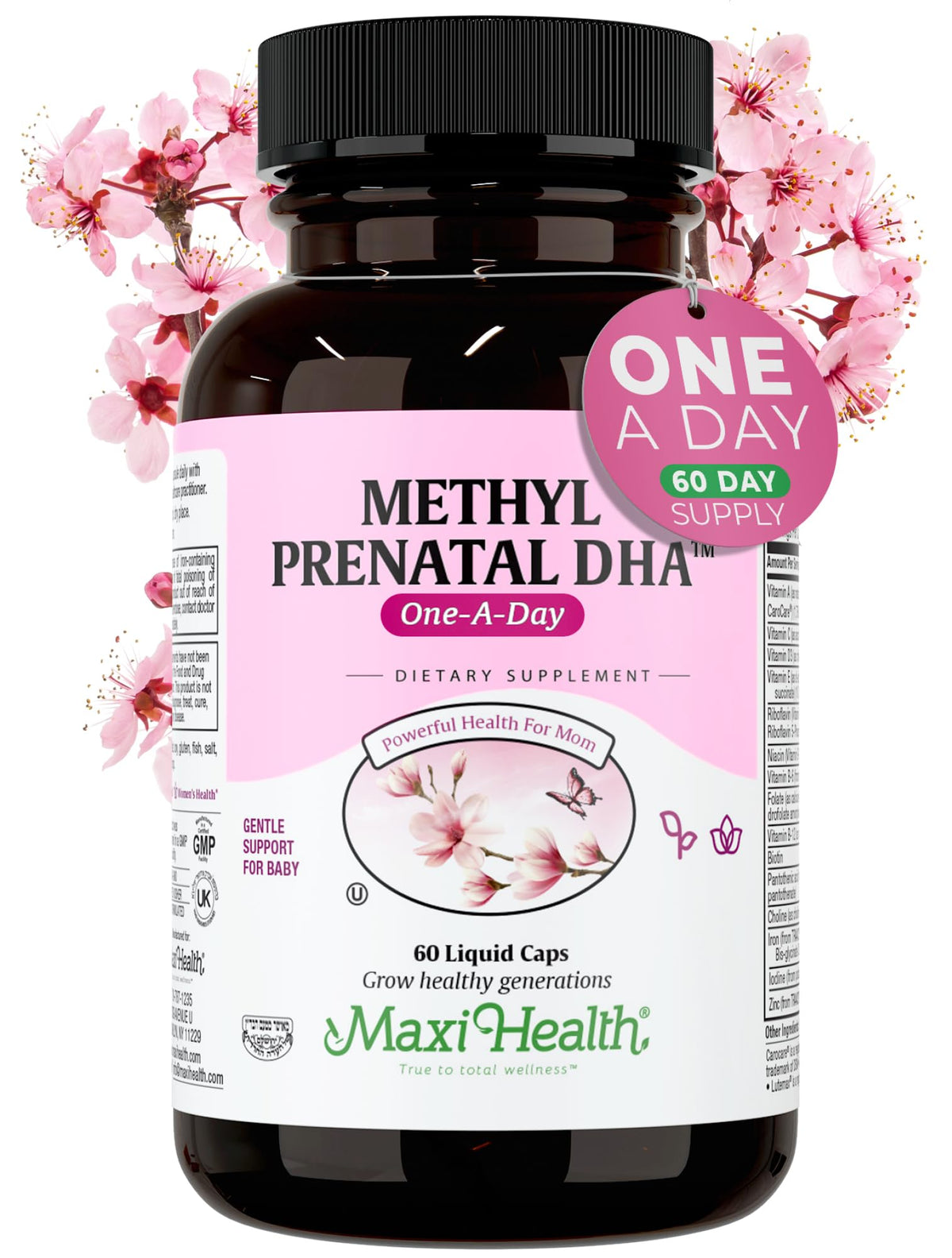 Vitamines Prénatales DHA de Maxi Health 60 capsules liquides vue de face