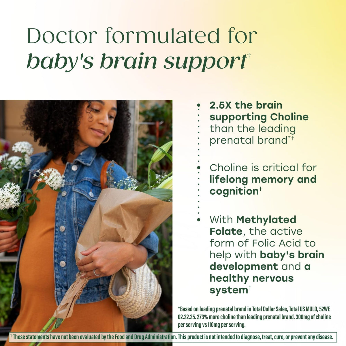 Vitamines Prénatales MegaFood Baby & Me 2, présentation avec des légumes frais