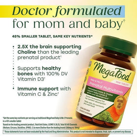 Vitamines Prénatales MegaFood Baby & Me 2 sur une table