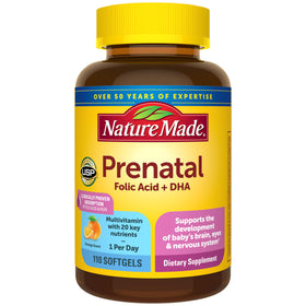 Vitamines Prénatales Nature Made 110 gélules en vue de face