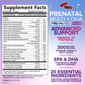 Vitamines prénatales Nature's Nutrition emballage et informations