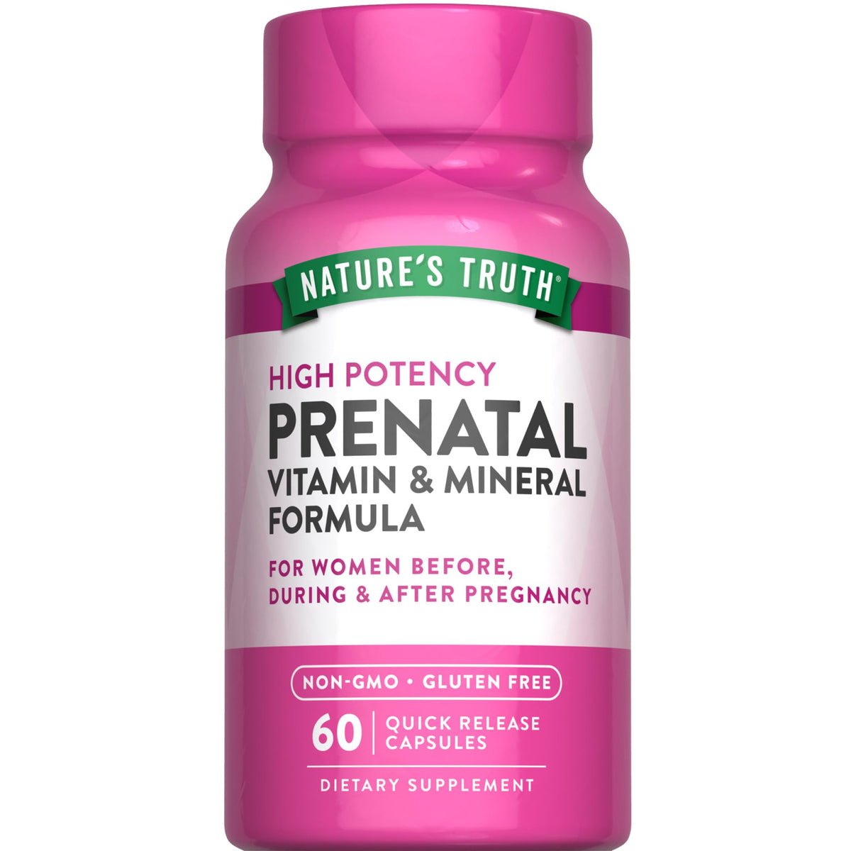 Vitamines prénatales Nature's Truth 60 capsules vue de face