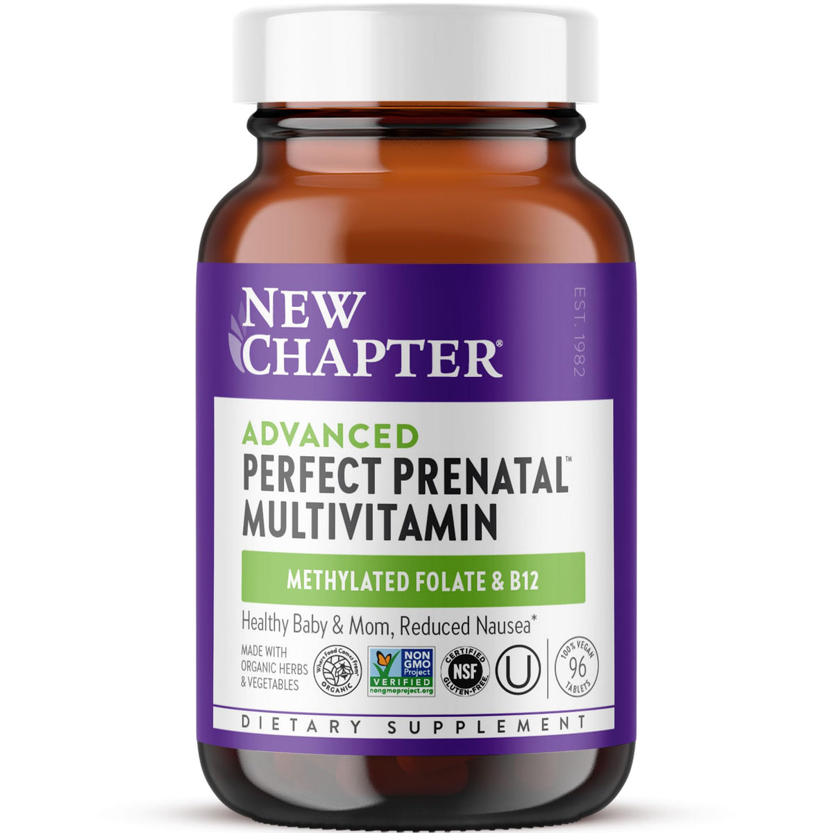 Vitamines prénatales New Chapter 96 comprimés vue avant