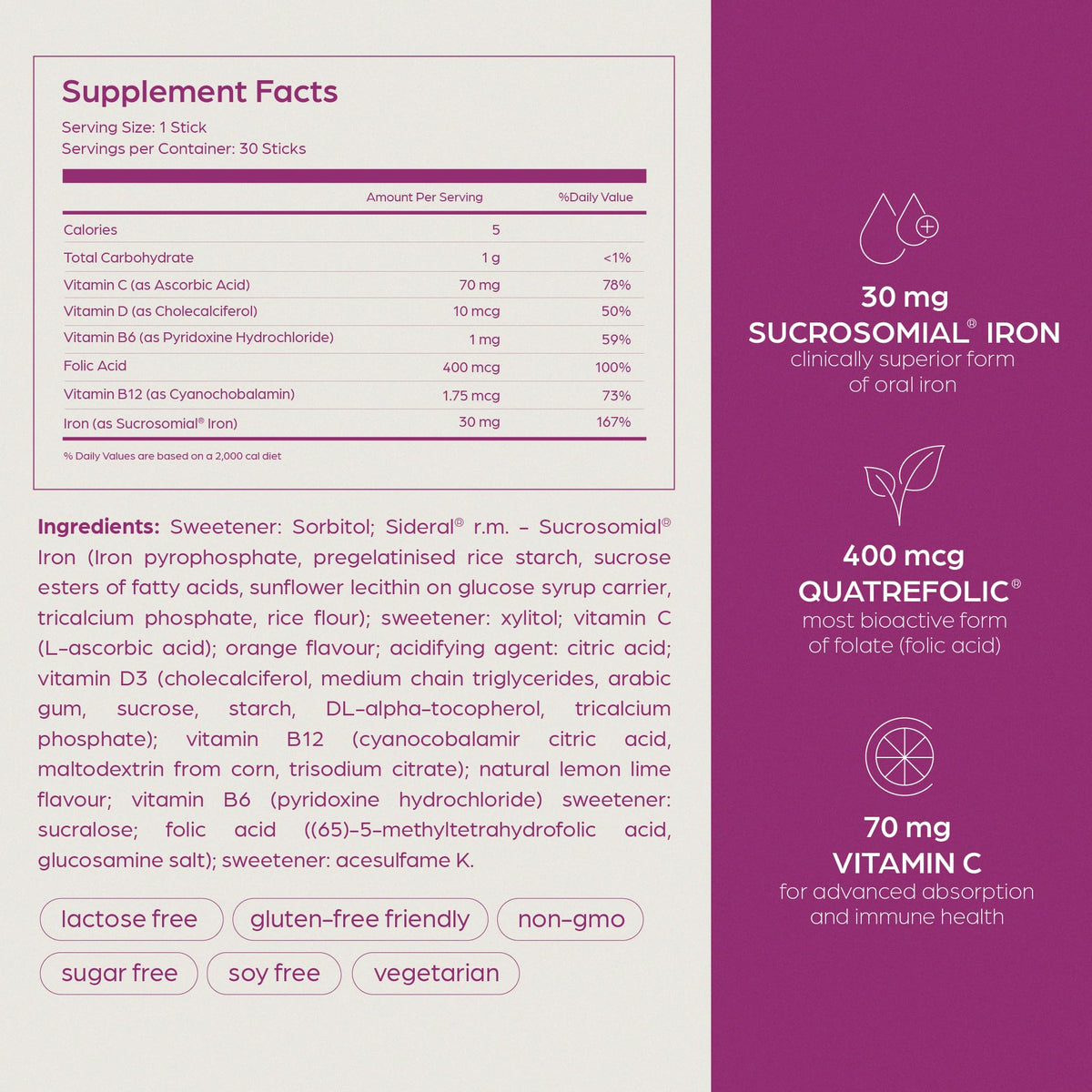 Vitamines Prénatales SiderAL, format poudre à dissoudre
