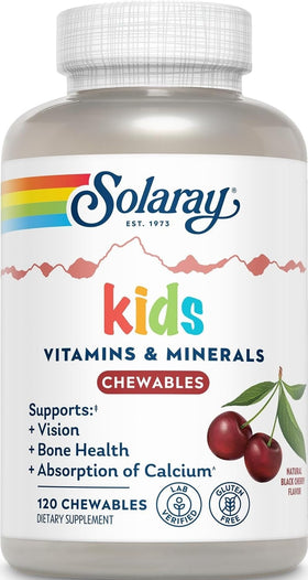 Vitamines SOLARAY pour enfants, boîte de 120 gommes saveur cerise noire