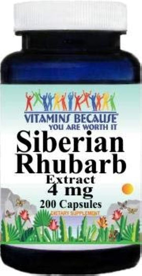 Vitamins Because Extrait de Rhubarbe Sibérienne 4mg 200 Capsules vue avant