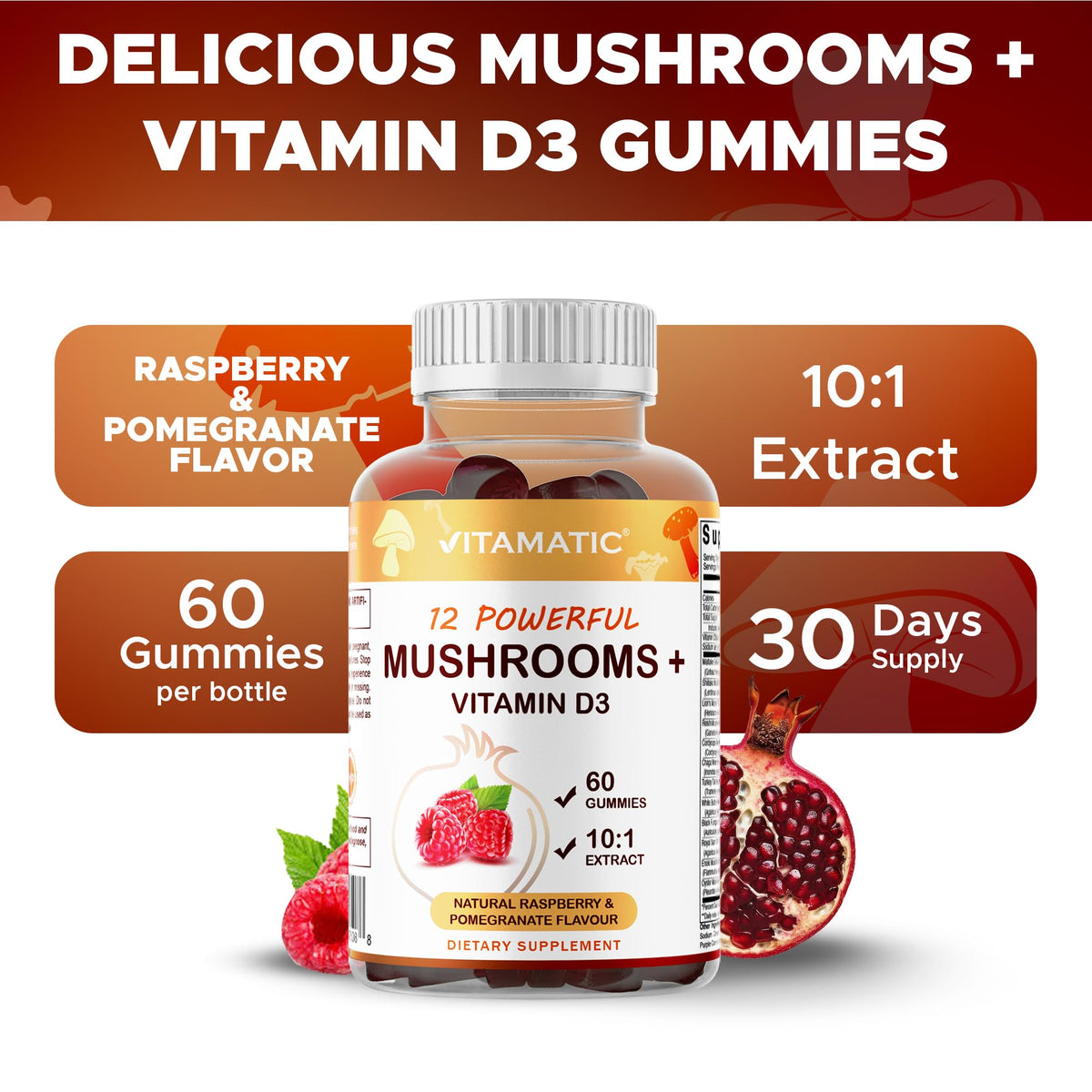 Vitamins D3 dosage sur l'emballage des gummies