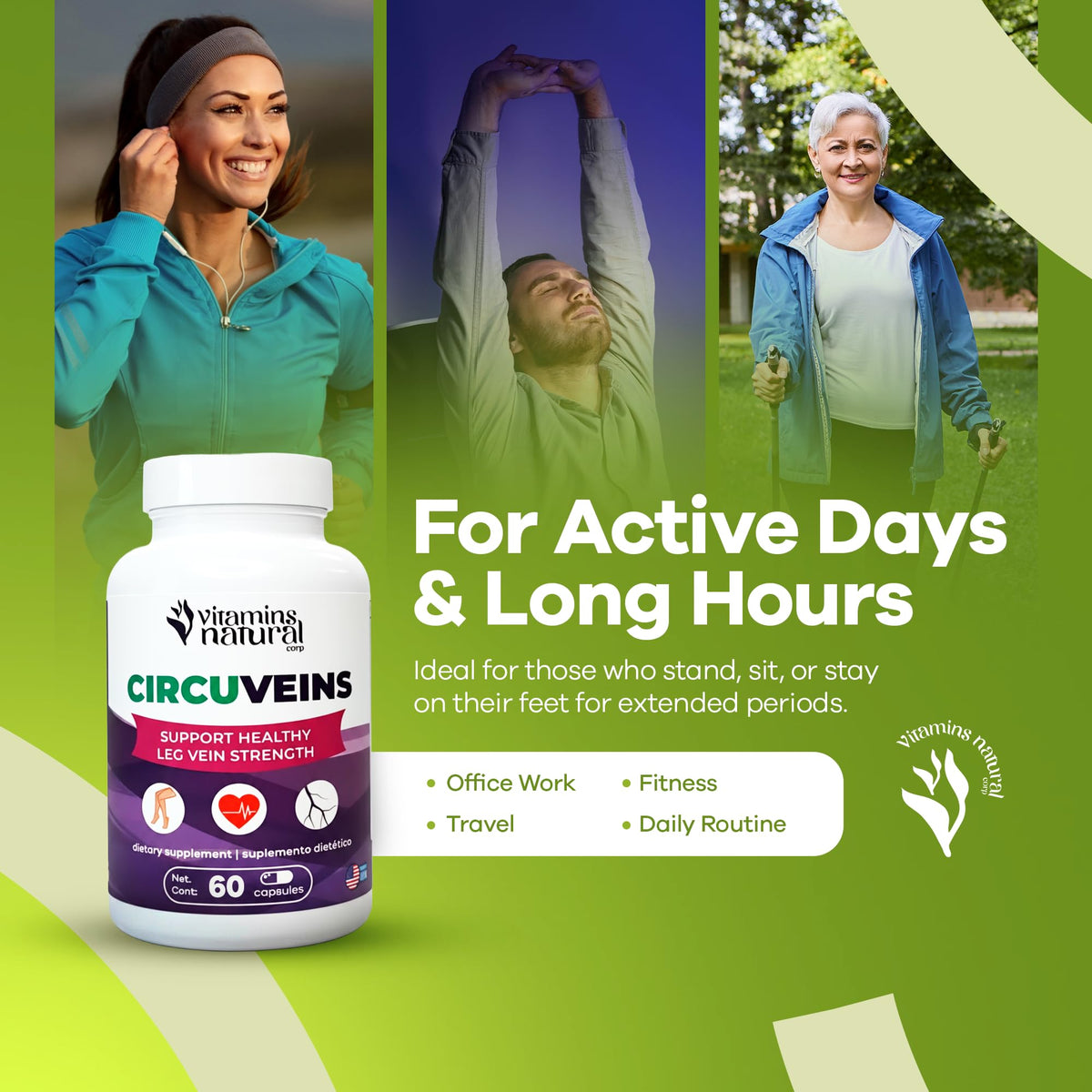 VITAMINS NATURAL CORP CircuVeins étiquette avec dosage recommandé