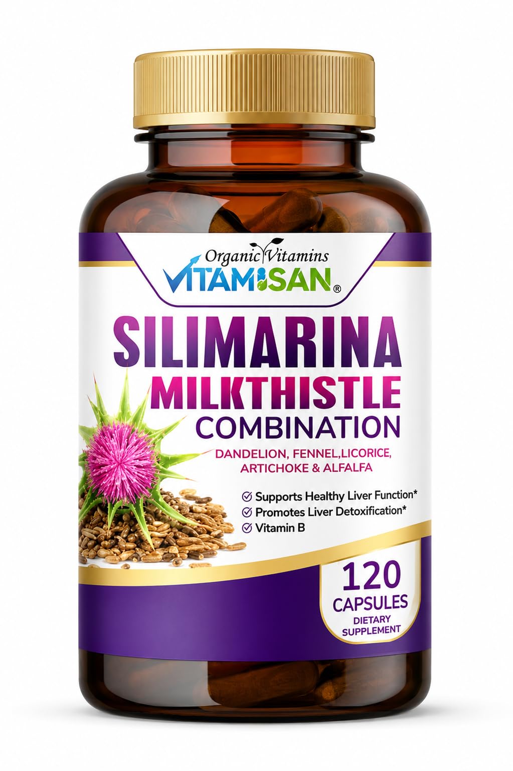 VITAMISAN Chardon-Marie Silimarine 120 capsules vue de face