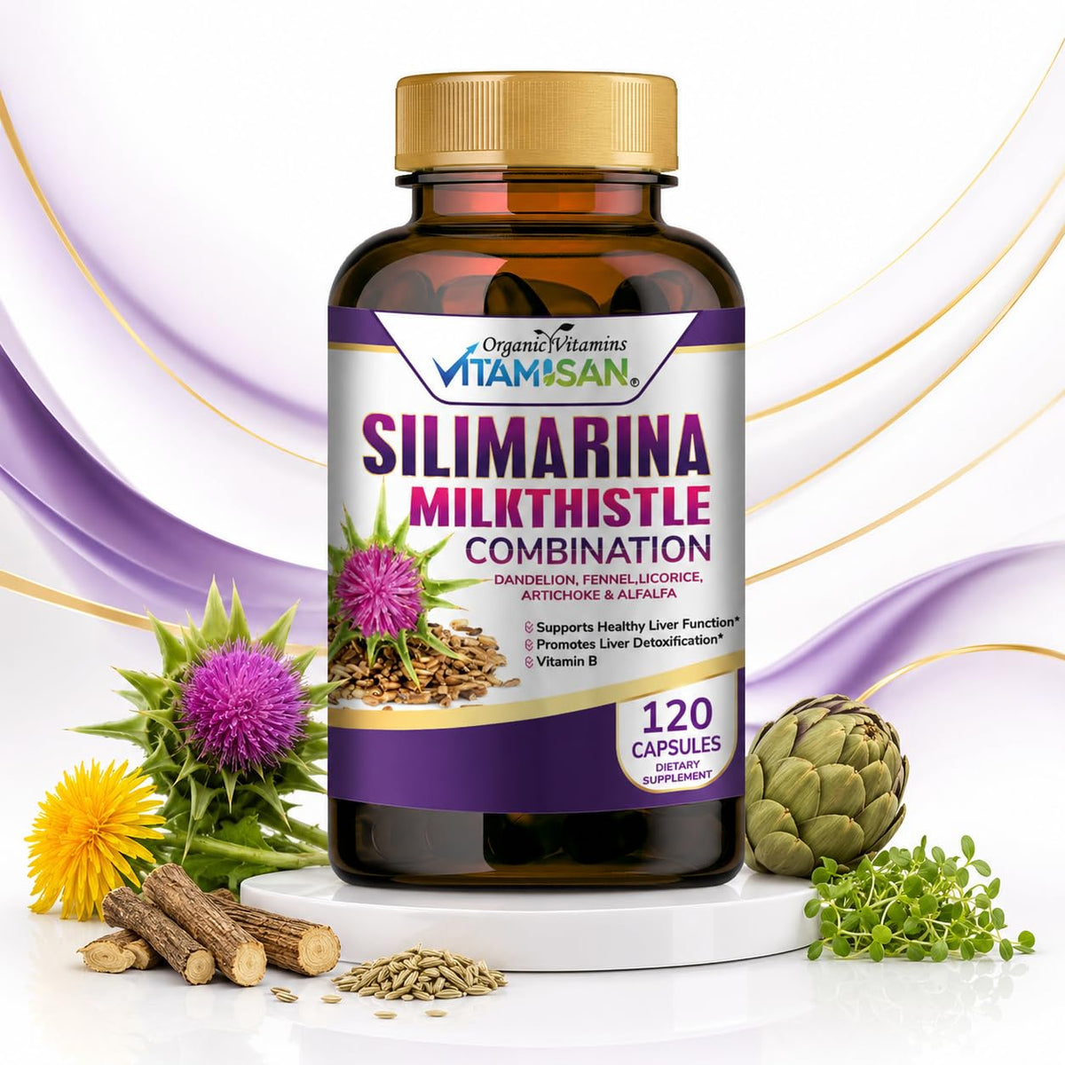 VITAMISAN Chardon-Marie Silimarine étiquette avec ingrédients