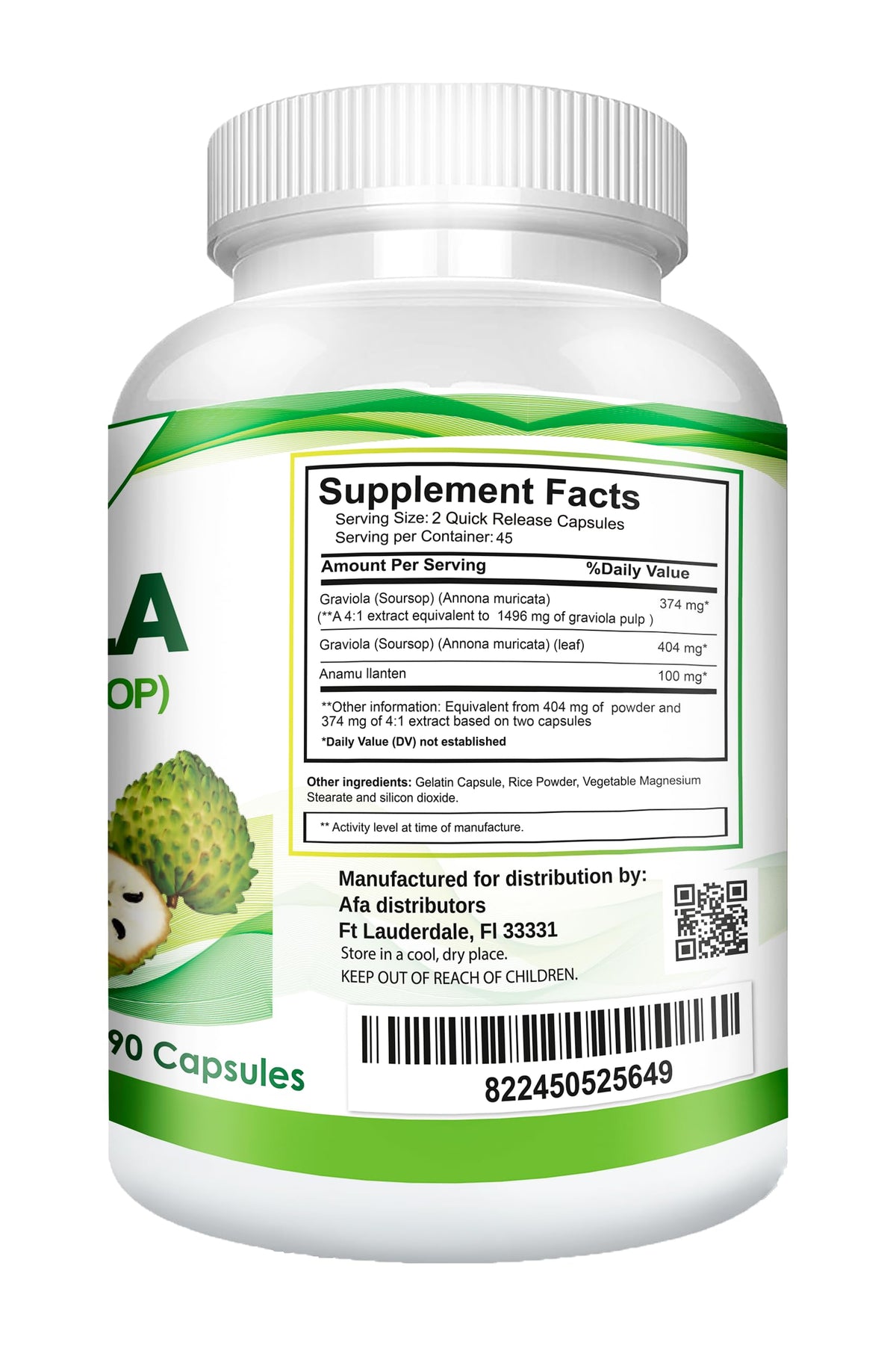 VITAMISAN Graviola Soursop Extract bottle label close-up