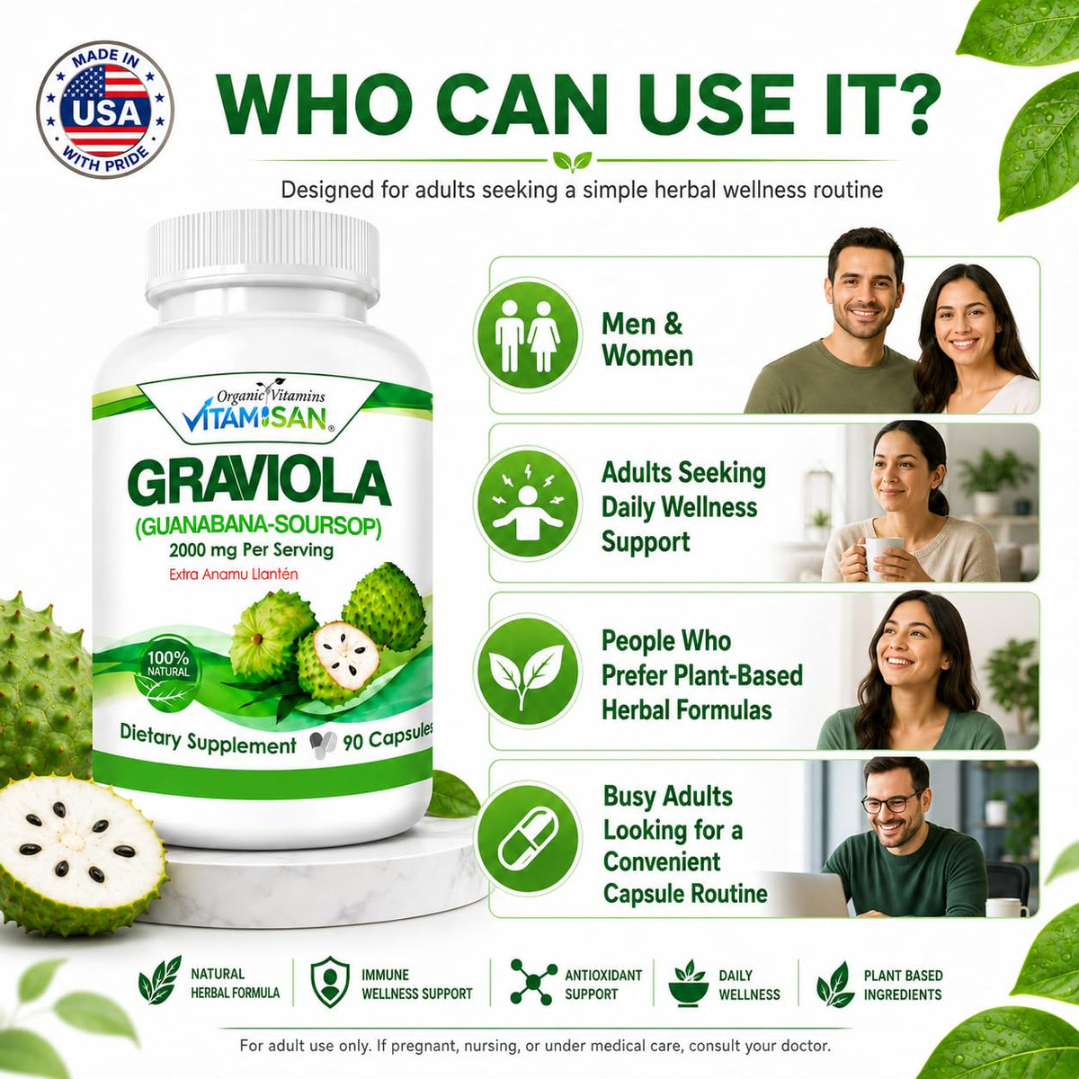 VITAMISAN Graviola Soursop Extract capsules with fruits