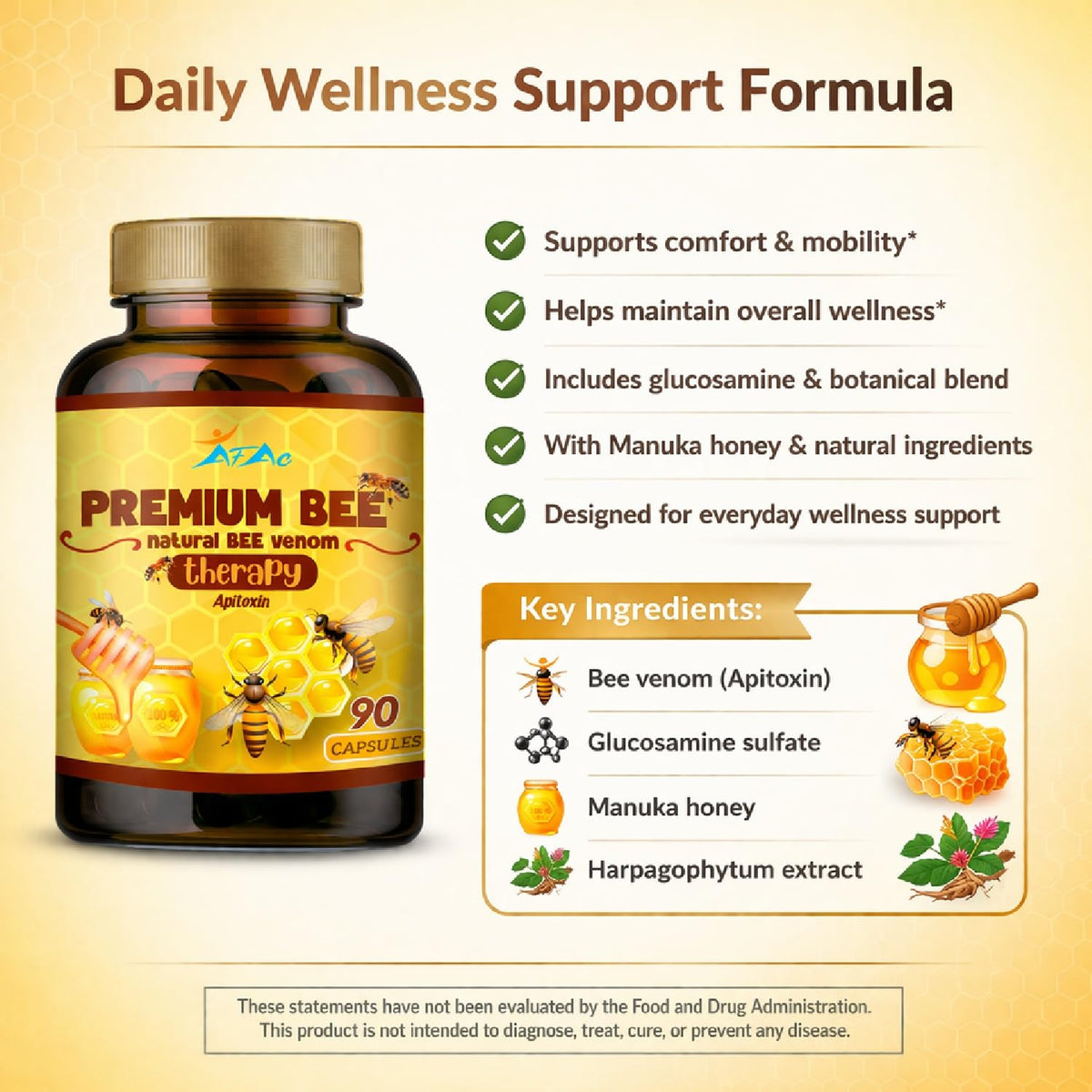 VITAMISAN Venin d'Abeille 90 Capsules avec ingrédients naturels