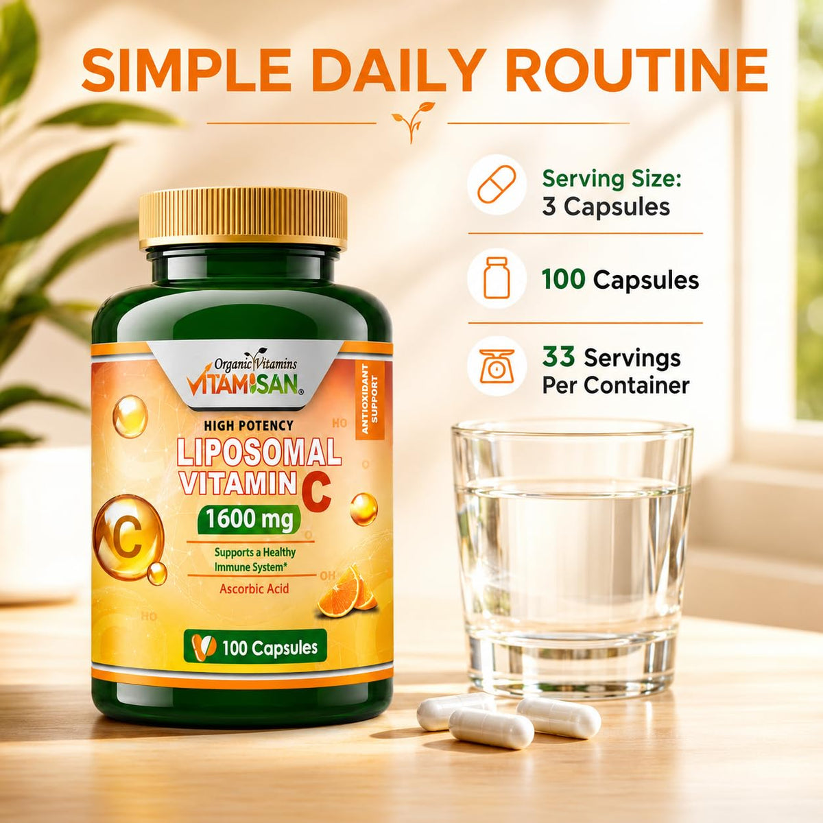 VITAMISAN Vitamine C Liposomale capsules en main