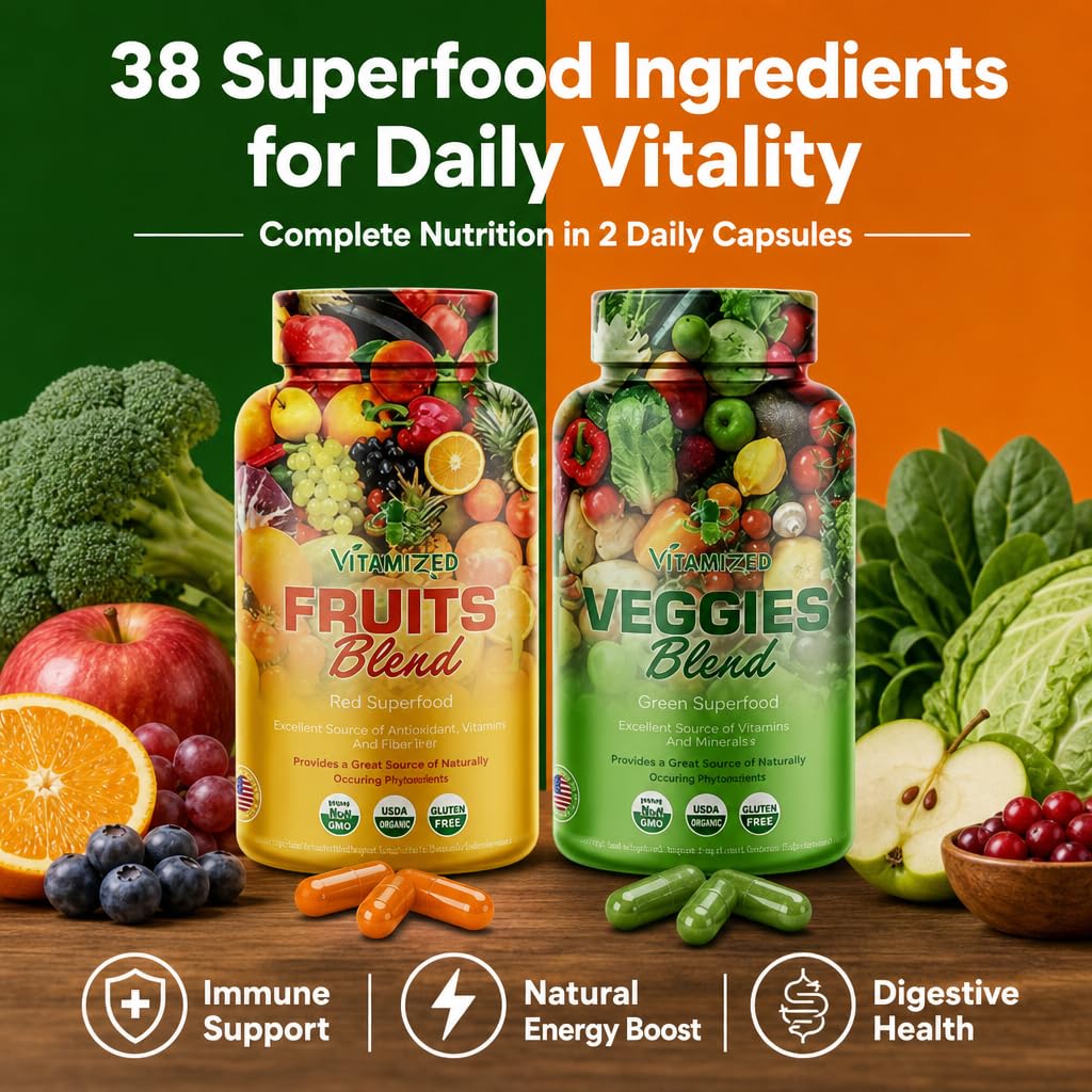 VITAMIZED complément alimentaire 38 fruits et légumes capsules vue arrière