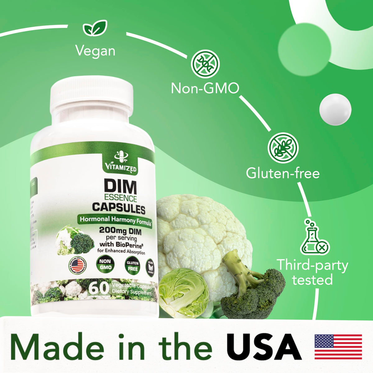 VITAMIZED Complément Alimentaire DIM 200mg - Détails de l'étiquette