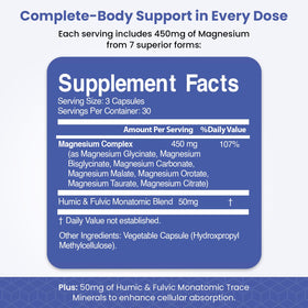 VITAMIZED Complexe de Magnésium 7 en 1 450mg capsules avec un verre d'eau