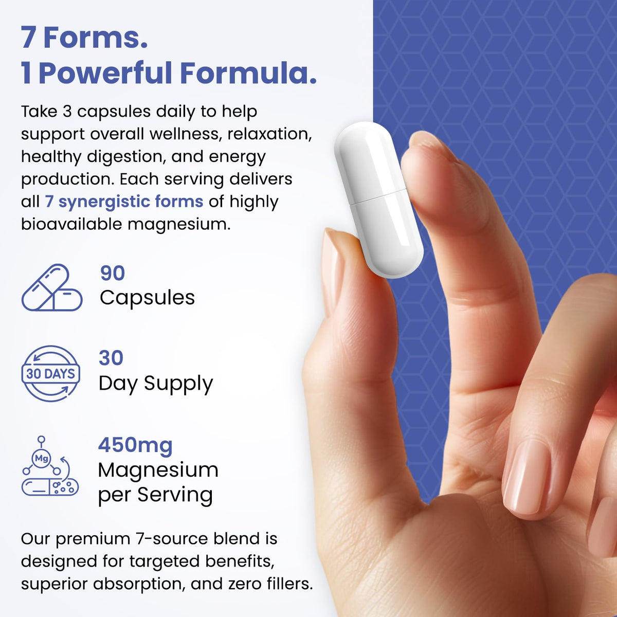 VITAMIZED Complexe de Magnésium 7 en 1 450mg capsules ouvertes