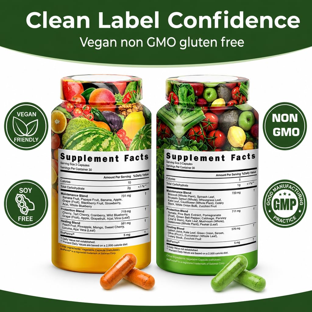 VITAMIZED fruits et légumes capsules avec ingrédients naturels