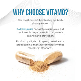Vitamo complément probiotique avec capsules ouvertes