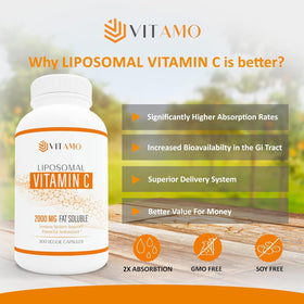 Vitamo Liposomal Vitamine C 2000mg 300 capsules - capsules individuelles