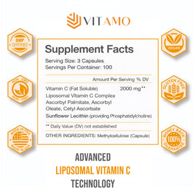 Vitamo Liposomal Vitamine C 2000mg 300 capsules - vue de côté