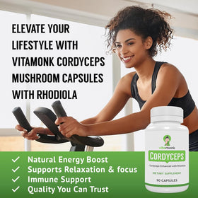 VitaMonk Capsules de Champignon Cordyceps 2000mg avec dosage indiqué