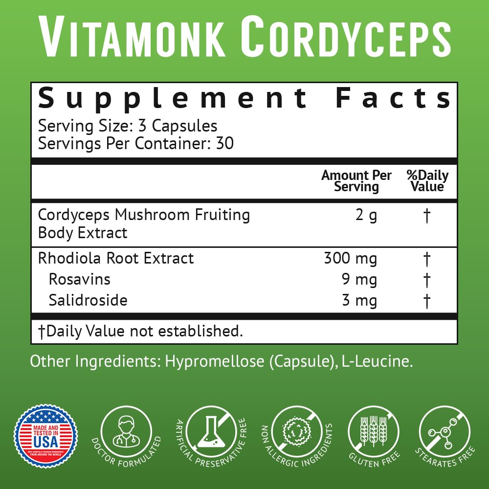VitaMonk Capsules de Champignon Cordyceps 2000mg en situation de prise