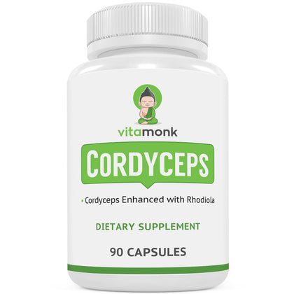VitaMonk Capsules de Champignon Cordyceps 2000mg vue de face
