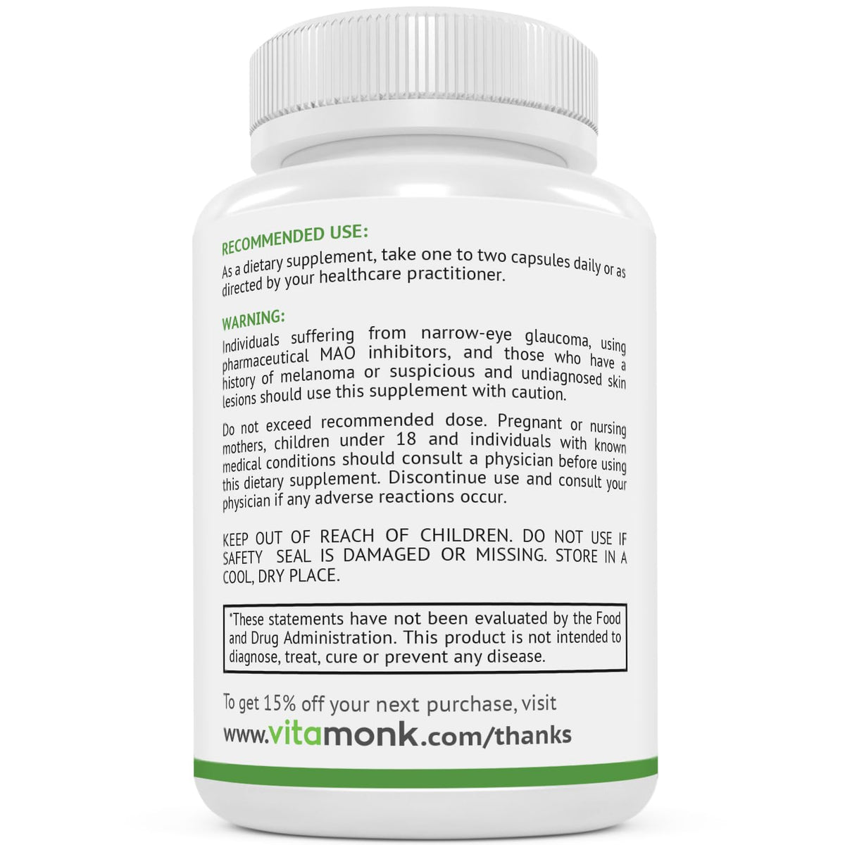 VitaMonk Compléments Alimentaires Dopamine 68g Mucuna Pruriens en main