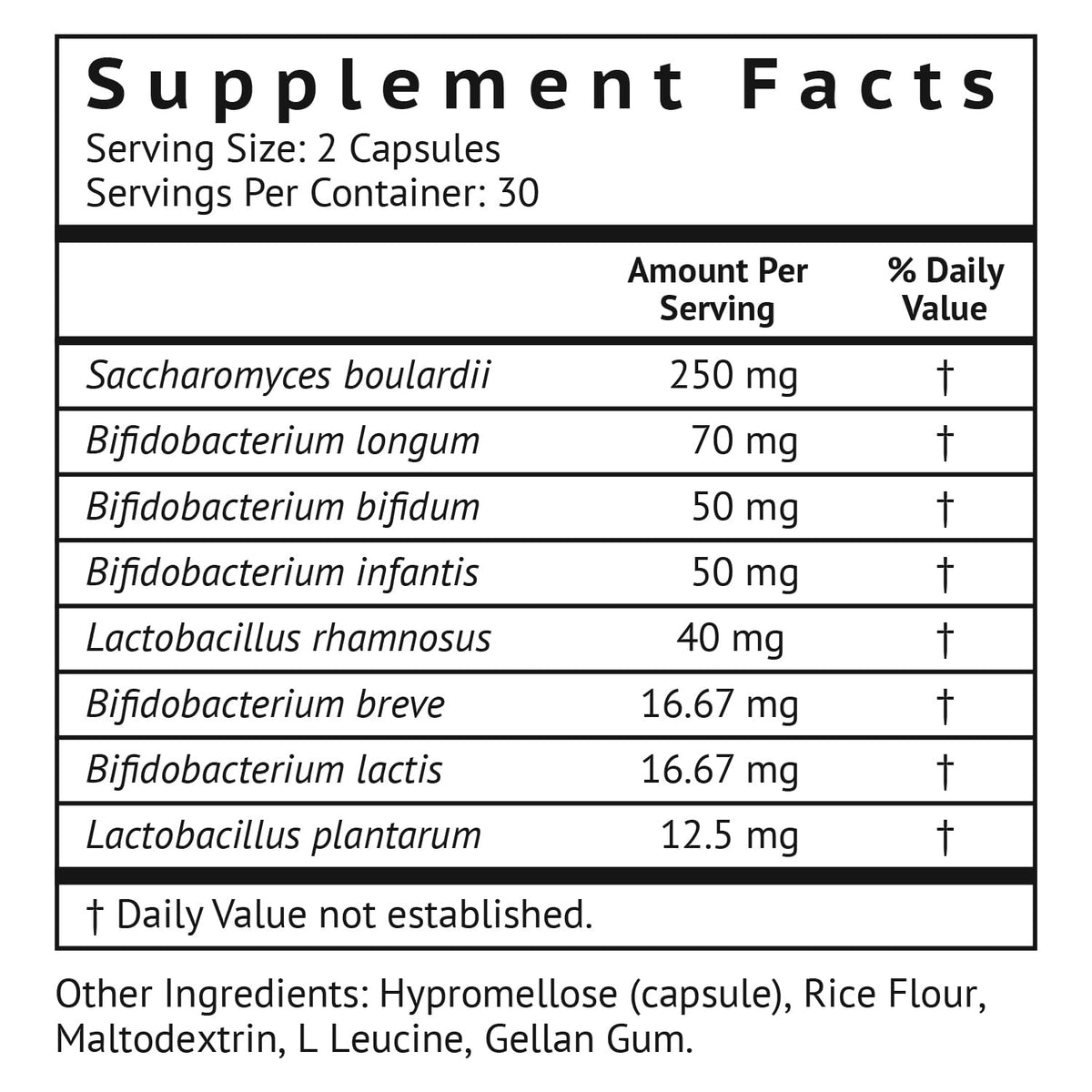 VitaMonk Probiotiques Low Histamine capsules avec étiquette