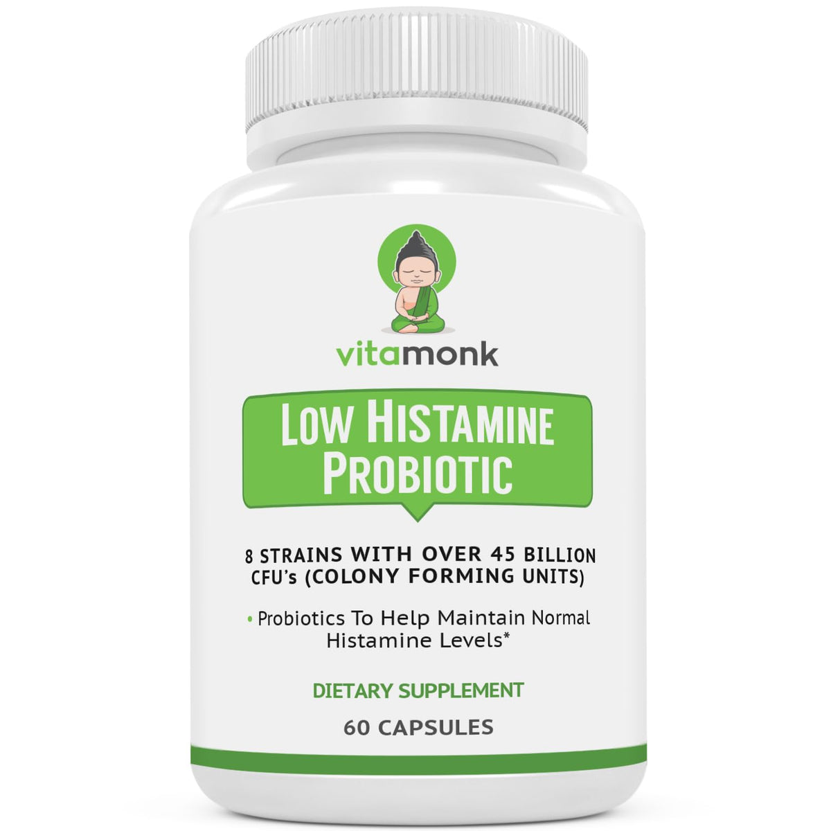 VitaMonk Probiotiques Low Histamine capsules vue de face