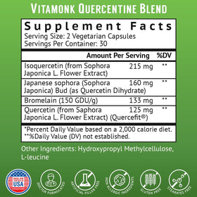 VitaMonk Quercétine 500mg capsules végétales avec d'autres compléments