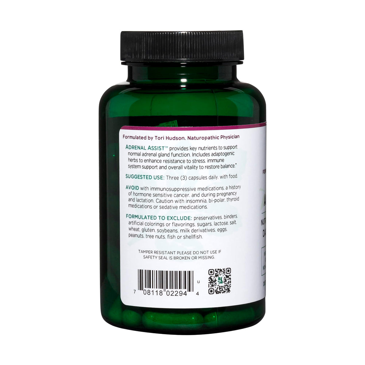 Vitanica Adrenal Assist capsules sur une surface blanche