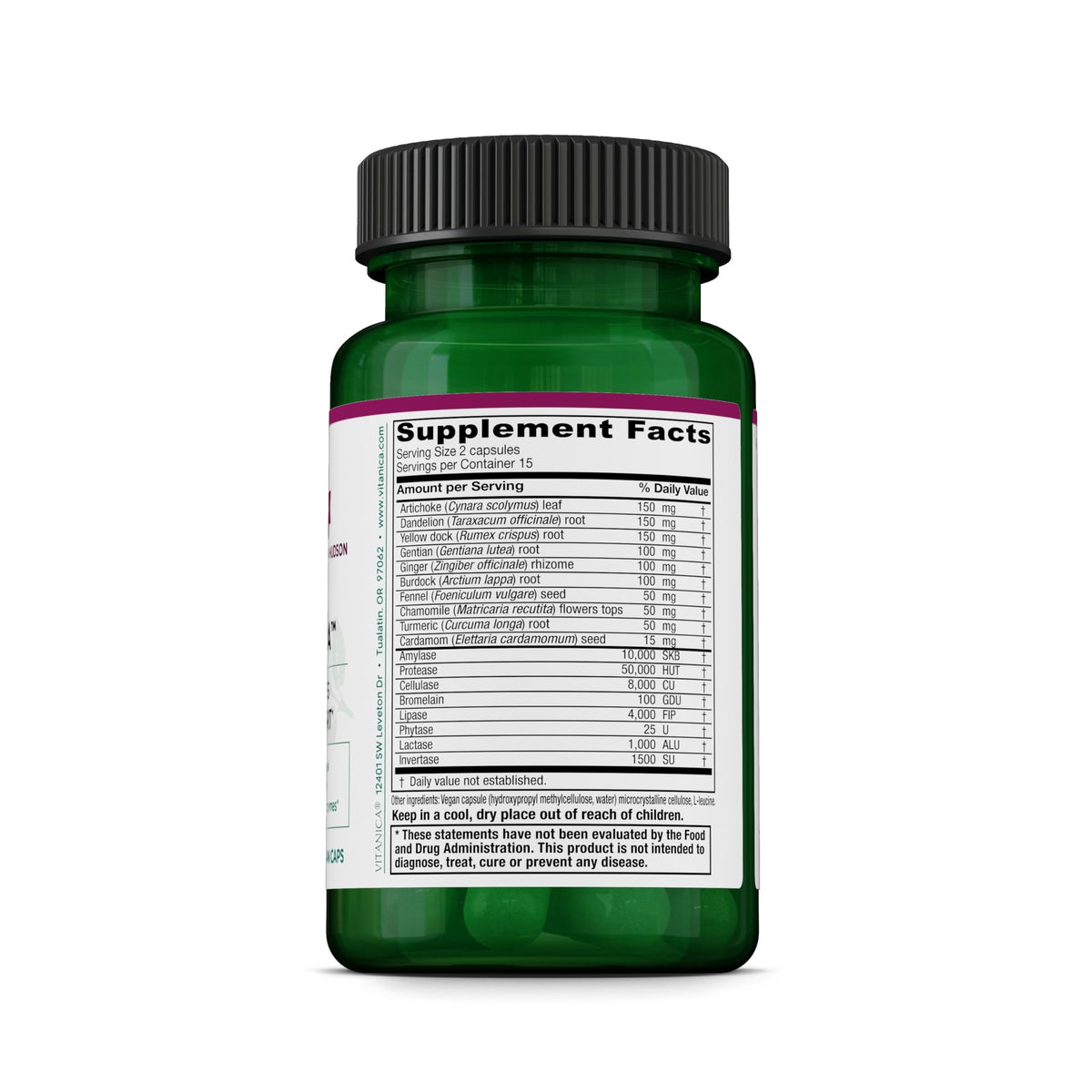 Vitanica Bitters Extra emballage avec informations nutritionnelles