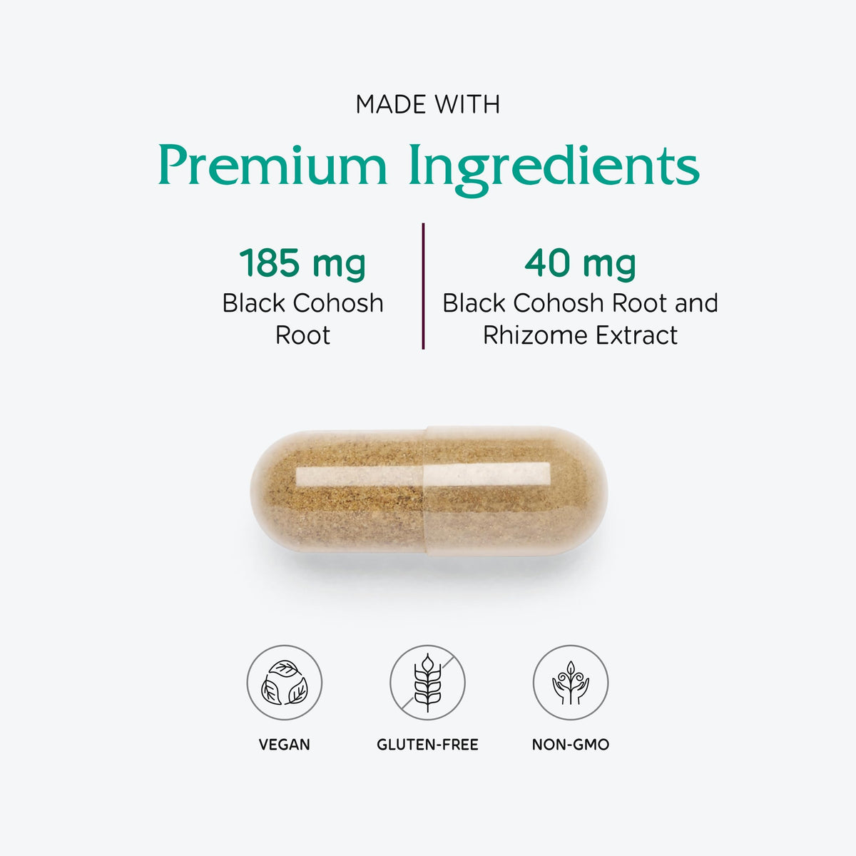 Vitanica Black Cohosh, capsules sur une cuillère en bois