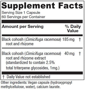 Vitanica Black Cohosh capsules, vue de côté montrant les capsules