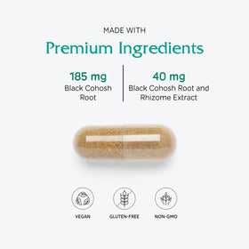 Vitanica Black Cohosh, étiquette du flacon avec informations nutritionnelles