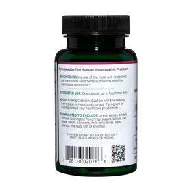Vitanica Black Cohosh, flacon ouvert avec capsules visibles