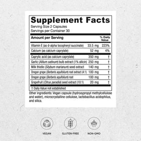 Vitanica Candidastat 60 capsules avec des ingrédients naturels en arrière-plan