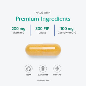 Vitanica CoQ10 Extra 100 mg à côté d'une plante verte