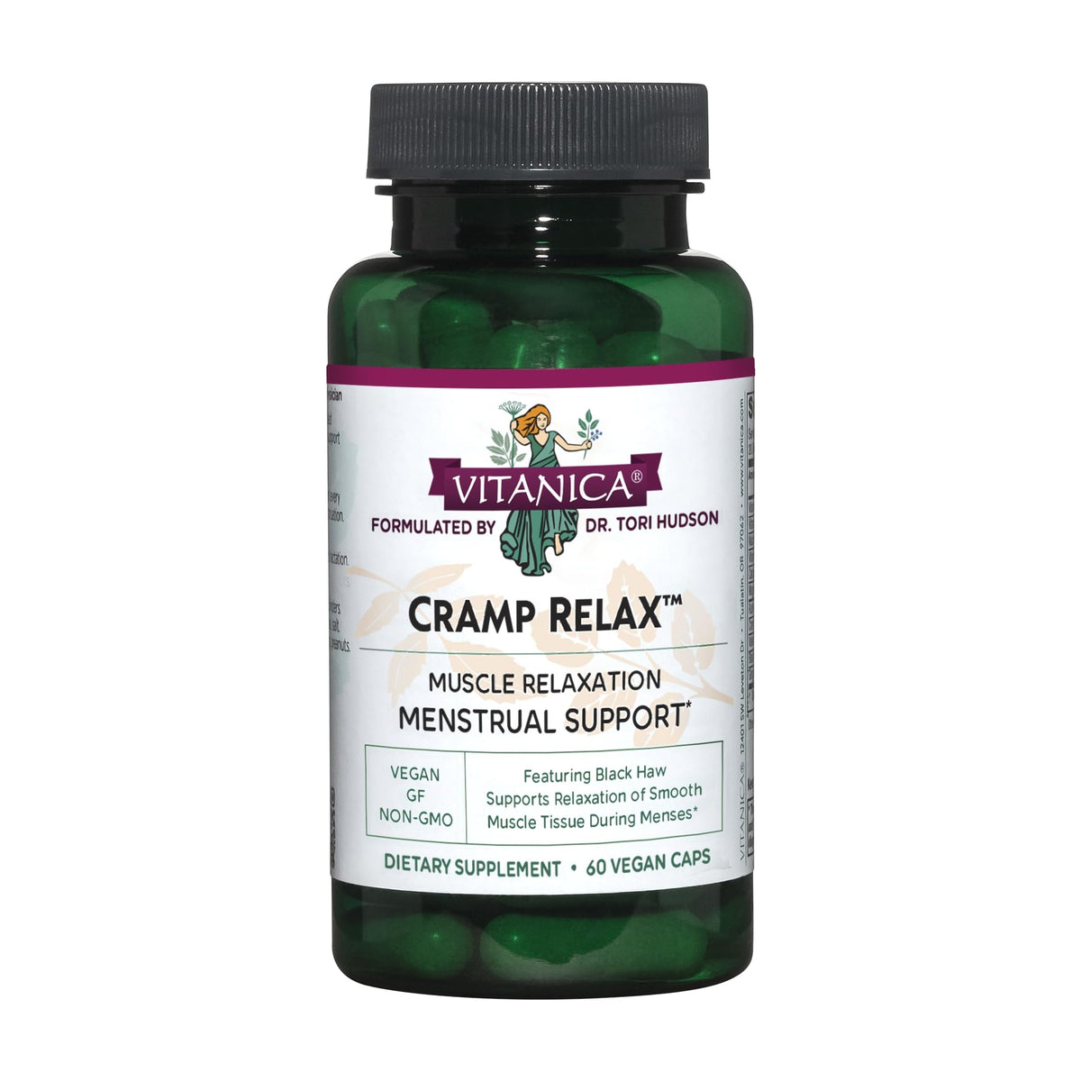 Vitanica Cramp daily wellness 60 capsules avec Black Haw et Gingembre, vue de face