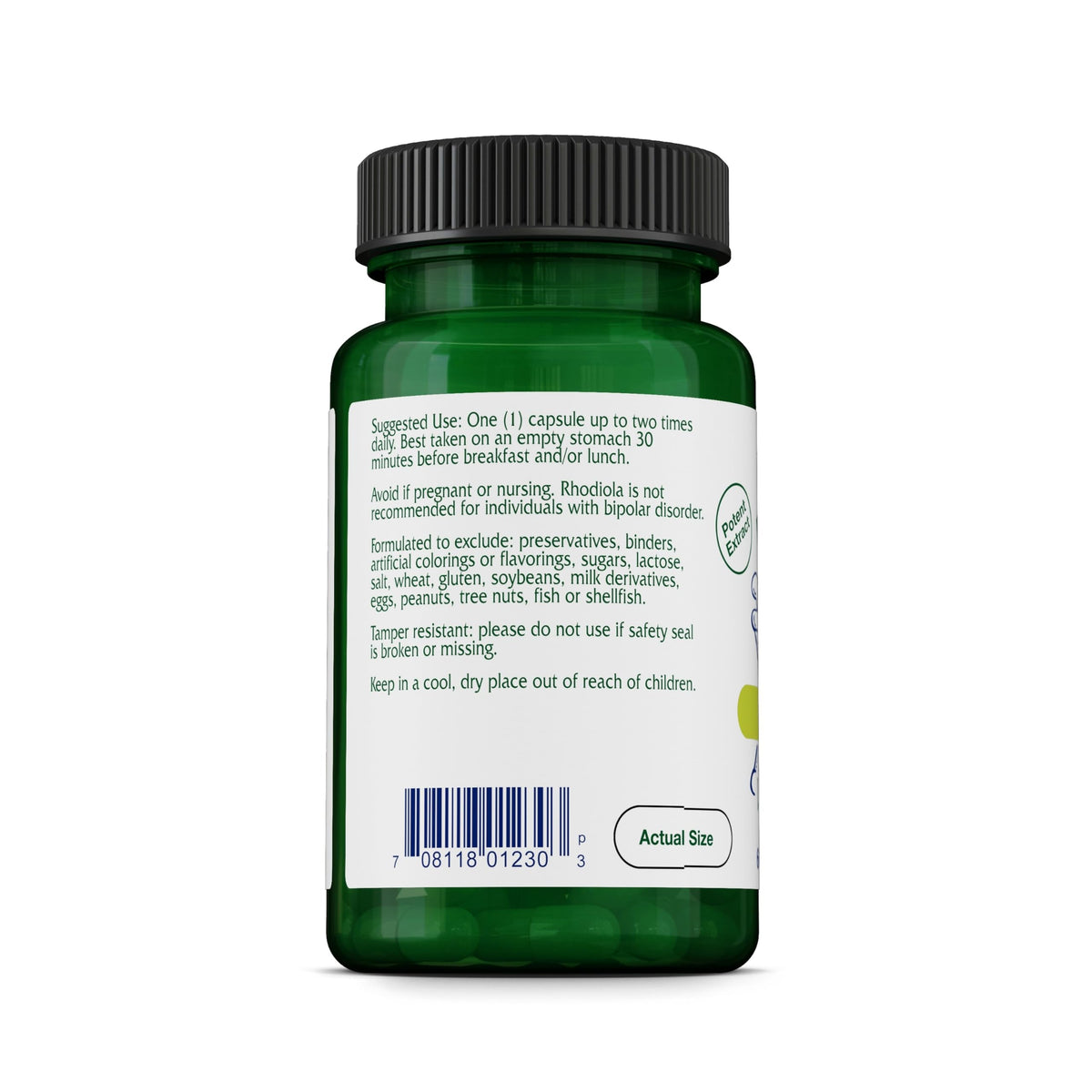Vitanica Extrait de Racine de Rhodiola Rosea 200mg 60 Capsules avec étiquette